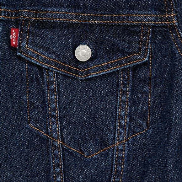 Levi's Mens Trucker Jacket Dark Wash Denim Blue XXL Jean Coat - Picture 10 of 16